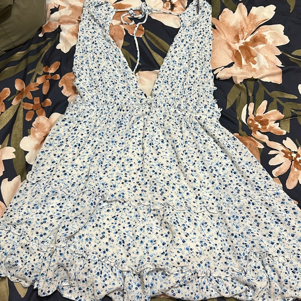 Cotton candy, LA floral, white and blue print